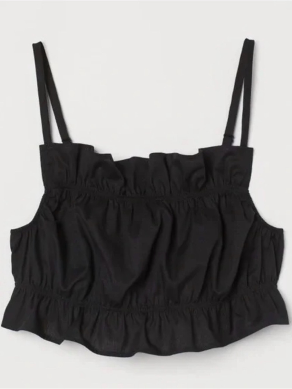 H&M Black Ruffled Smocked Cami Crop Top